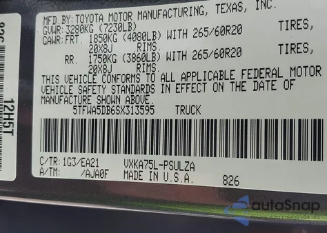 2025 Toyota Tundra Limited 4Wd из США, поврежденный, VIN 5TFWA5DB6SX313595